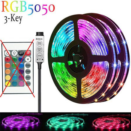 4-Meter Julelys Party Gave: 5050 RGB LED Strip + 3-Knaps Fjernbetjening