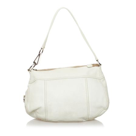 Prada Vintage Pre-owned Leather Shoulder Tas , Wit , Dames , Maat: ONE Size Vintage Tassen