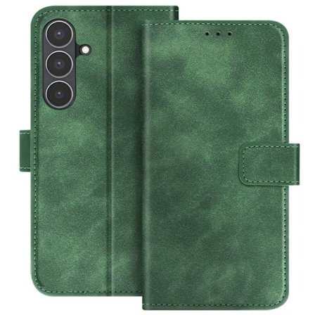 Lompakkokotelo - AVIZAR - Galaxy S25 FE - Magneetti - Samettiefekti - Kuusenvihreä