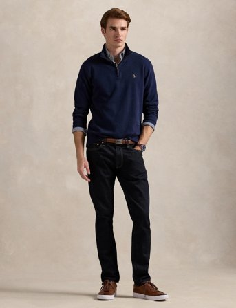 Polo Ralph Lauren Estate-Rib Quarter-Zip Pullover - Navy - L