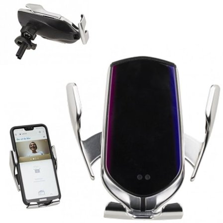 Mobilholder med Trådløs QI-lader - Holder til Bil Svart