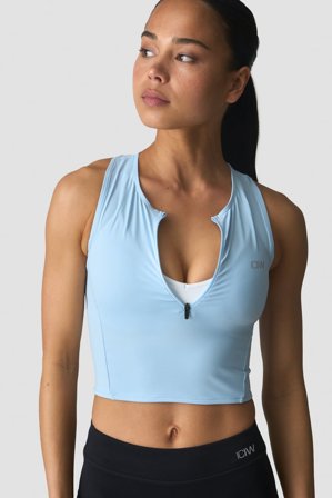 Mirage Cropped 1/4 Zip Tank Top Wmn Arctic Blue