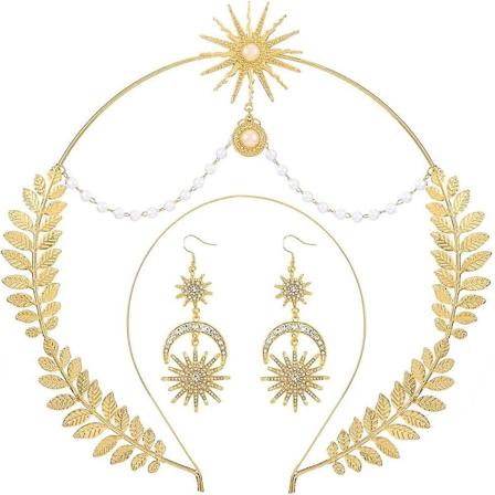 Lagdelt Rhinestone Halo Krone, Gullstjernekrone, Gudinne Hodebånd, Bohemsk Kostyme, Bryllupsfest, Hårtilbehør for Kvinner