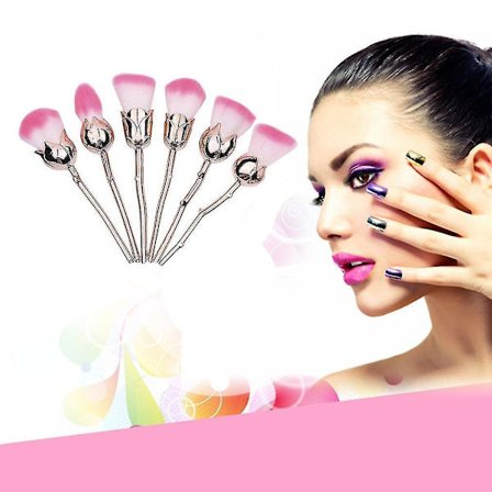 6 st Makeupborstar Foundation Puder Rouge Rosborste