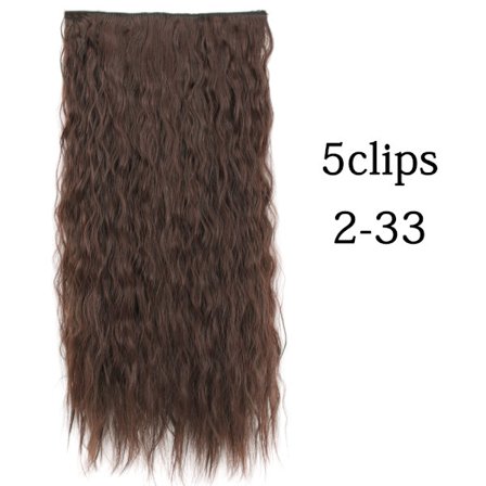 Syntetisk 22 32 tum 5 Clips Hårförlängning Värmebeständig falska hårstycken Långa vågiga frisyrer Clip In Hair Extensions