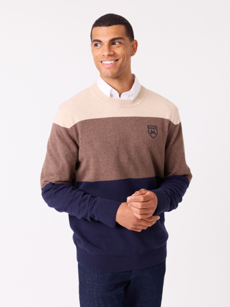 MATCH - Lucien stripet genser - Jean Paul - Str. S - Herre - Gensere & Cardigans - Blå - 60% bomull, 30% nylon - resirkulert og 10% ull - merino