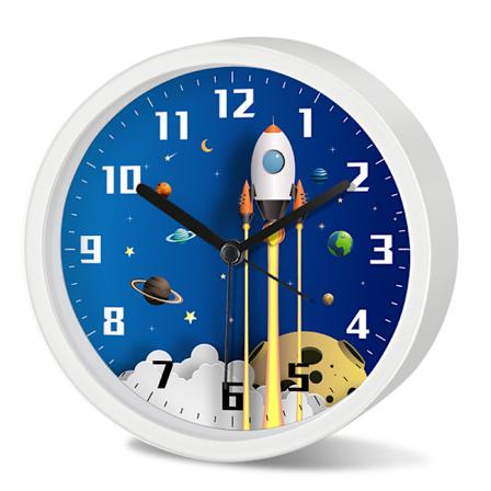 Sød Astronaut Vækkeur/13cm Børnevækkeur/Batteridrevet/Stille Uden Tikken/Rund Dekoration til Drenge & Piger Værelse