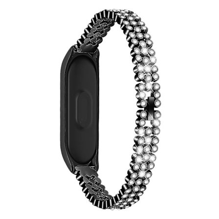 Xiaomi Mi Smart Band 4 / Mi Band 3 moderiktigt klockarmband med rombdekor - Svart