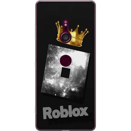 Yhteensopiva Puhelinkuori Sony Sony Xperia XZ3 Minimaalinen musta ja hopeanvärinen Roblox-symboli, jossa on kultainen kruunu ja ylellinen pelaajien e