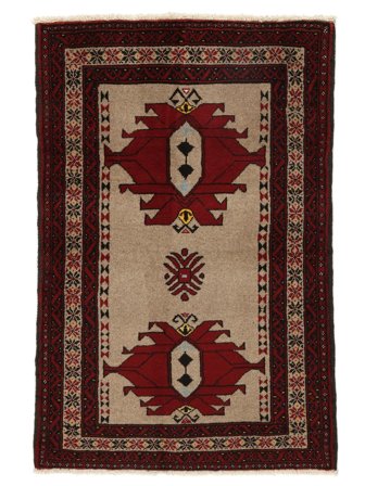 Baluch Rug 80X120 Black/Brown Wool, Persia