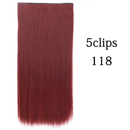Syntetisk 22 32 tum 5 Clips Hårförlängning Värmebeständig falska hårstycken Långa vågiga frisyrer Clip In Hair Extensions