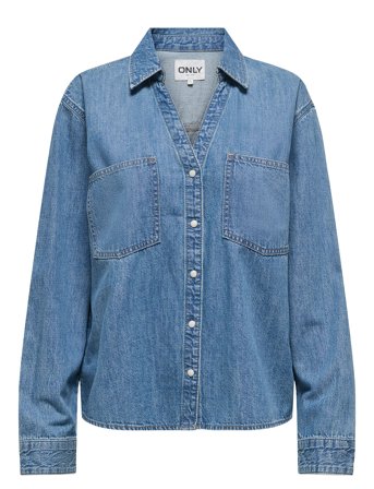 Onlwave Ls V-Neck Dnm Shirt Akm Blue ONLY