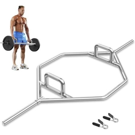 COSTWAY Hexagonal Olympic Trap Bar Tyngdlyftningsdiameter 25 mm Last 226 kg med platta eller upphöjda räfflade handtag