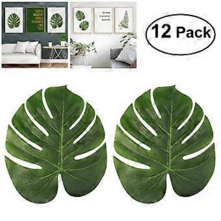 TINKSKY 12 st 35x29cm Konstgjorda Tropiska Palmblad Simuleringsblad för Hawaiian Luau Party Djungel Strand Tema Festdekorationer