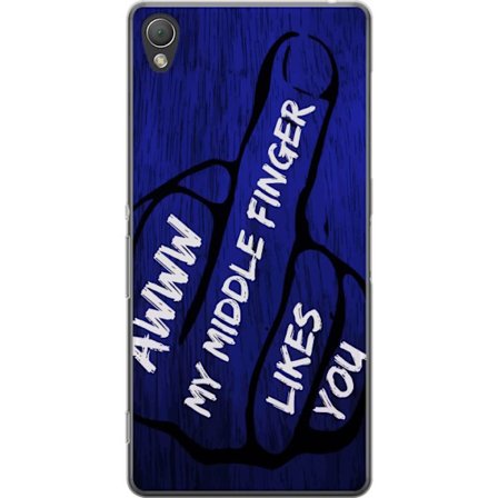 Kompatibelt Mobildeksel til Sony Xperia Z3 Mørk typografisk illustrasjon med hjerteform og budskap om vennskap mot dyp blå tretekstur