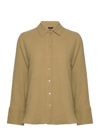 Siriana Gauze Shirt Langermet Skjorte Grønn Gina Tricot*Betinget Tilbud