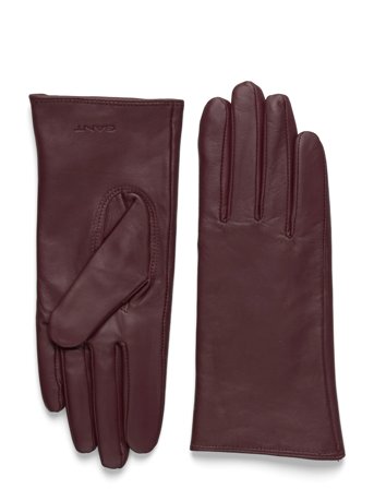 GANT Cashmere Lined Leather Gloves - Burgundy - S