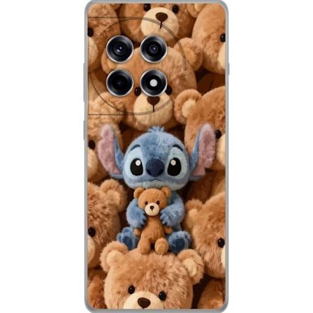 Kompatibelt Mobildeksel til OnePlus 12R Stitch omgitt av brune teddybjørner med en liten teddybjørn i fanget i en søt og koselig kawaii-design
