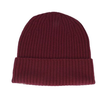 MJM Hats - Röd cuff Beanie - Merino Wool Burgundy Cuff @ Hatstore
