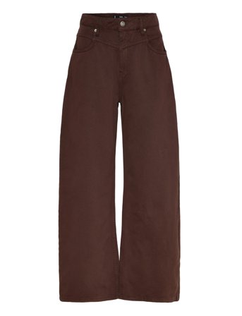 Mango Wide-Leg Mid-Rise Loose-Fit Jeans - Brown - 34