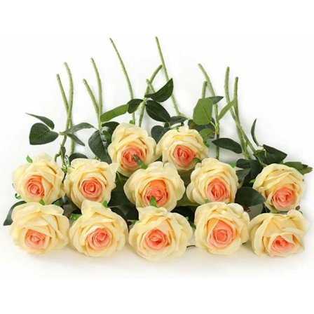 10 stk. kunstige silke roser til boligindretning Champagne KLB