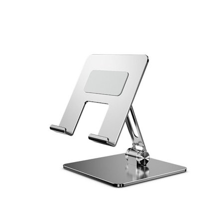 Tablet stander, computer stander, bordtelefon stander, sammenklappelig til iPad (sølv)