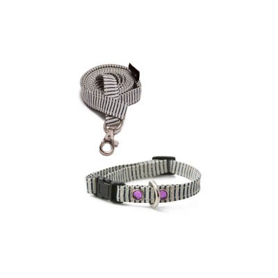 Puppy Angel - Original Randigt Halsband + Koppel Mörkblå - Hundkoppel- För stora hundar