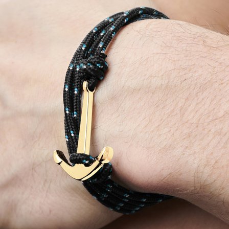 Black & Gold-Tone Anchor Bracelet for Men - Anchor Bracelets