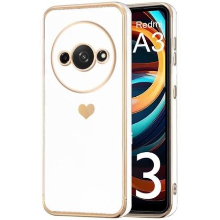 Silikonetui til Xiaomi Redmi A3 - Beskyttende hjertemønster Anti-ridse Blød hvid