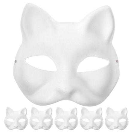 6 stk. tomme katteforme masker performance kostume cosplay maske umalet kattemasker