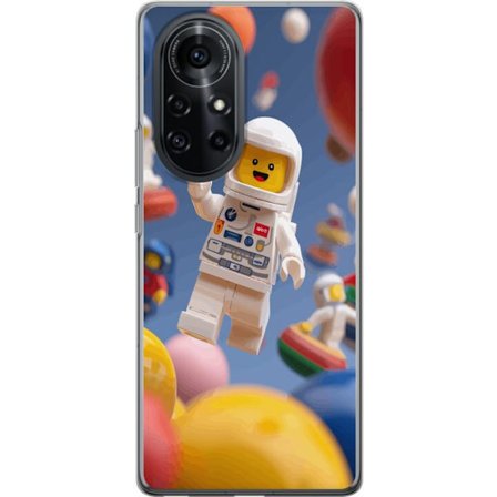 Kompatibelt Mobilskal till Huawei nova 8 Pro LEGO-inspirerad astronautfigur i rymden bland färgglada planeter, lekfull 3D-illustration för barnrum,
