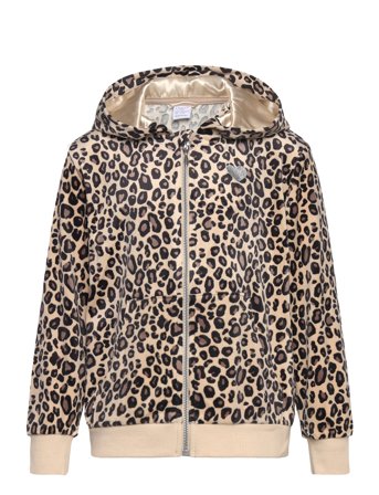 Lindex Hoodjacket Velour Aop - Brown - 92