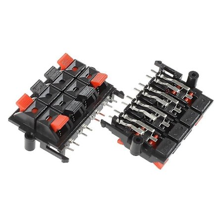2 stk. 64x40x20mm 8 Positioner Tryk-i-Jack Fjederbelastede Højttalerterminaler
