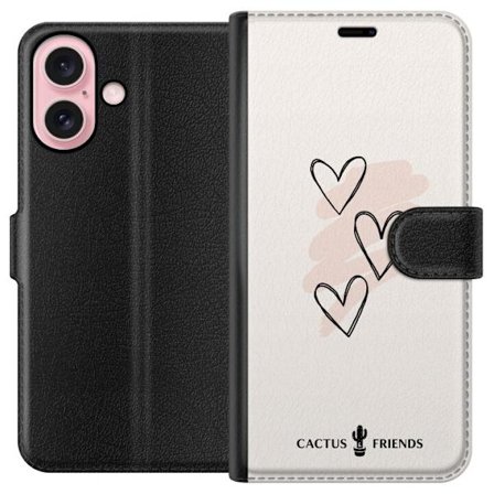 Kompatibelt Lommeboketui til Apple Apple iPhone 16 Cactus and Friends - Soft Romance Sketch