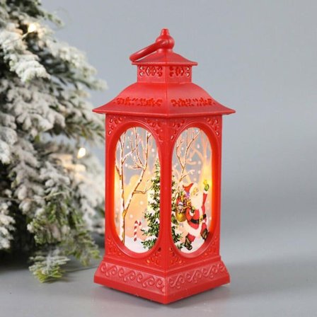 Jul LED Lantern Light Up Xmas Tree Jultomten Bordslampa Dekoration*1(Röd)