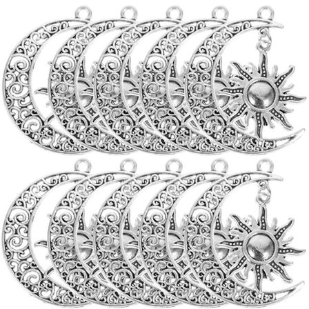 10 stk. Sol Måne Legering Charms Smykker Legering Charm Anheng Måne og Sol Halskjede Charms