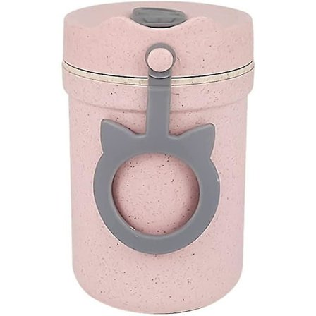 Gjenbrukbar drikkekopp i hvetehalm med skje, ubruddbar lunsj- og frokostkopp med tetning