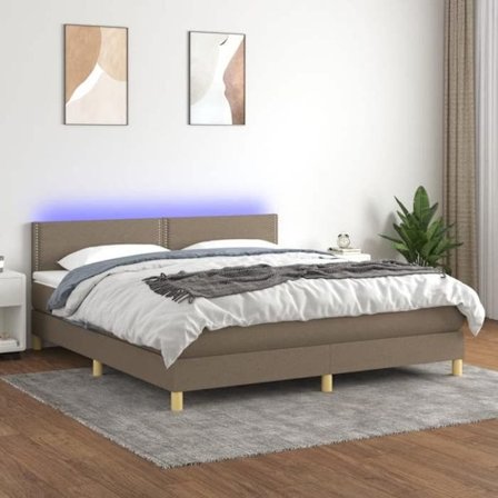 Maison Exclusive - Sängyn lamellikotelo LED-matolla Taupe 180x200 cm Kankaalla