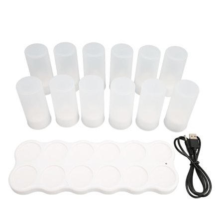 12 kpl LED-teavaloa 4H langaton lataus lämmin väri 2 osainen rakenne liekitön tealight kynttilät syntymäpäivälle