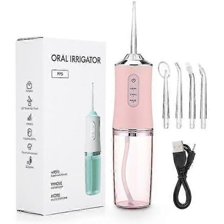 Oral Irrigator Bærbar Dental Vann Flosser USB Oppladbar Vann Jet Floss Tannpirker 4 Jet Tip 220ml 3 Moduser IPX7 1400rpm-Good