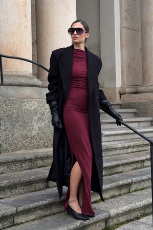 NA-KD Soft Line drapiertes Maxikleid - Weihnachtskleider - Burgundy - L