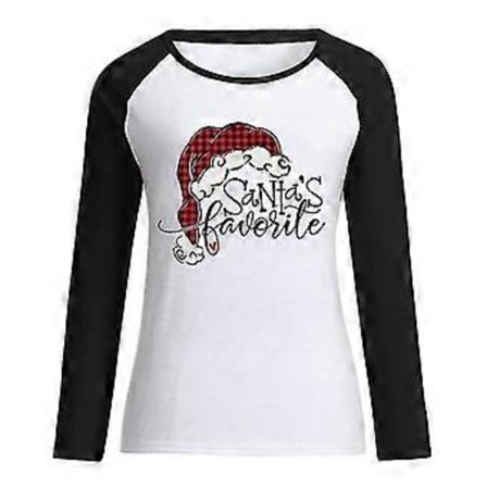 hmwy-dame julemandsprint t-shirt bluse basic top tee shirt (3XL Sort)