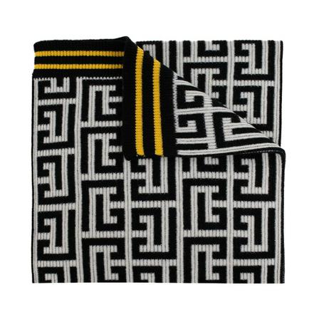 Balmain Monogrammed wool Halstørklæde Hvid, Herre Halstørklæder og Tørklæder, Størrelse: ONE Size