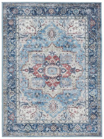Georgia Oriental Lavable 300X400 Largo Blu/Multicolore Tappeti Cotone Tappeto