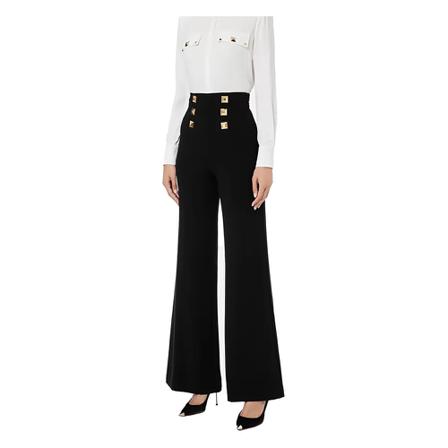 Elisabetta Franchi, Wide Trousers Zwart, Dames, Maat:S