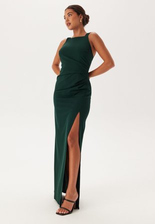 Bubbleroom Occasion-Square Neck Slit Maxi Dress-XS