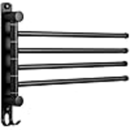 Svart Badehåndklestativ med 4 180° roterende armer SUS304 Rustfritt Stål Håndkletørker 32CM Veggmontert Håndklestativ Håndkletørker for Baderom 