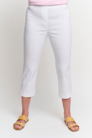 Brandtex - Capri Leggings - Hvid - Elastik i Taljen