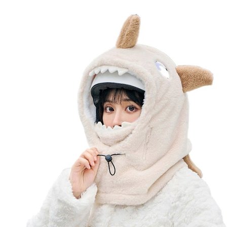 Shark Styles Skimaske Hjelm Cover Plys Pullover Trapper Hat til Varme Vintersportsaktivitet Ski Hovedbeklædning Hvid