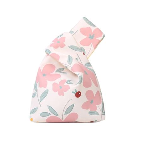 Bomull Japansk Mönster Handledsväska Ärm Knyt Påse Bärbar Handväska Canvas Tote G